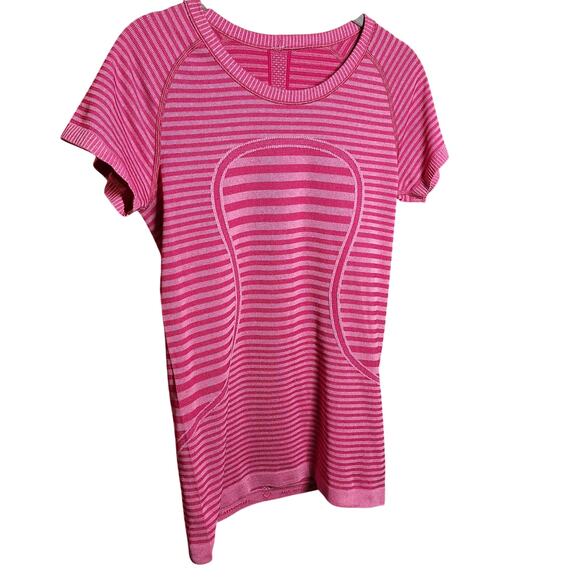 Lululemon Run Swiftly Heathered Berry Rumble tee athletic tee pink striped 8 - Picture 6 of 7